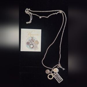 Premier Designs Silver and Gold Charm Necklace with Key